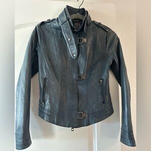 Vera Pelle Women's Navy Leather Jacket